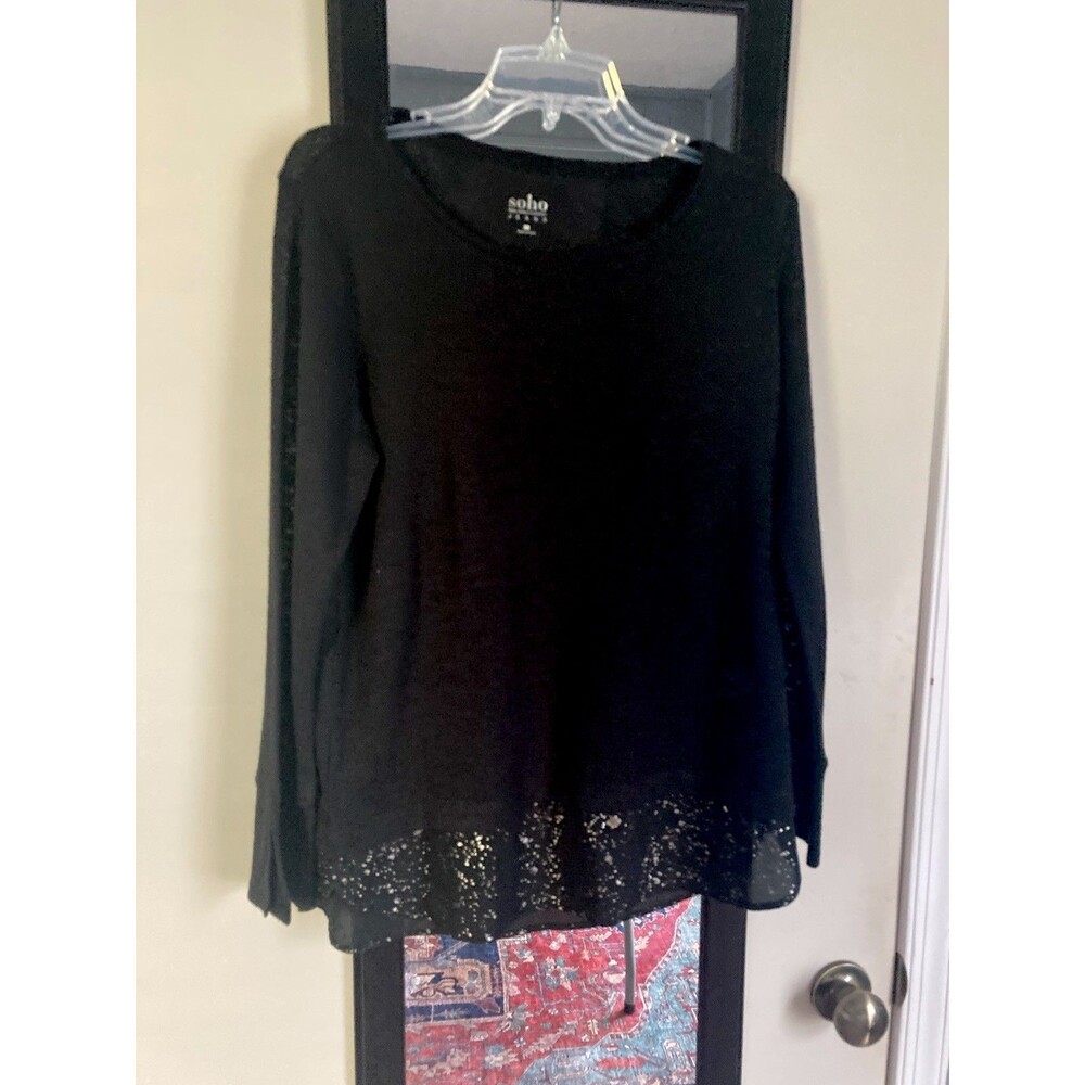 Soho New York Company Top Large Black Embellished Relaxed Excellent Condition
